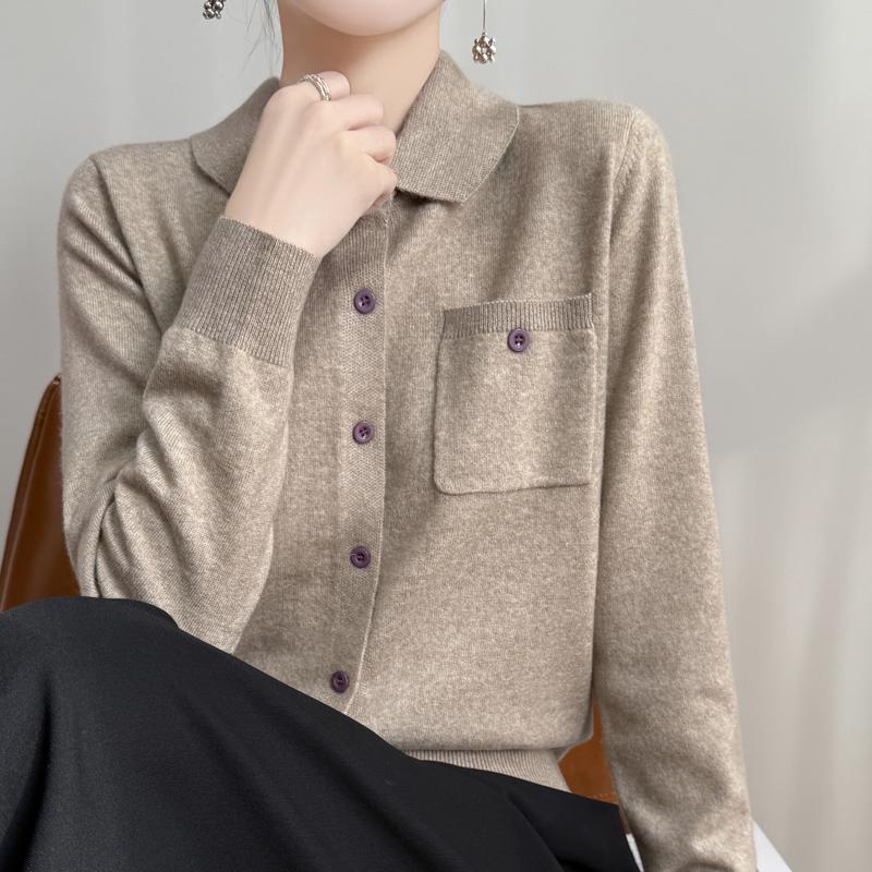 

QingHe Cashmere Женский кардиган из 30% кашемира - Мягкий и теплый свитер из шерстяной смеси XL