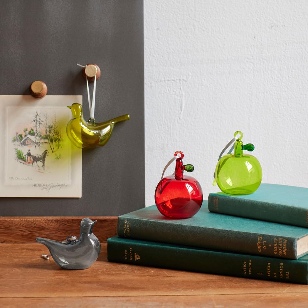 Shesay Mignon à Suspendre ou à Poser Vitrail de Noël Transparent Coloré Oiseau Nordique Ornement, Objet, Verre, Style, (gris)