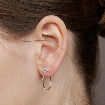 Hei [sv925] dünner Cubic-Creolenohrring