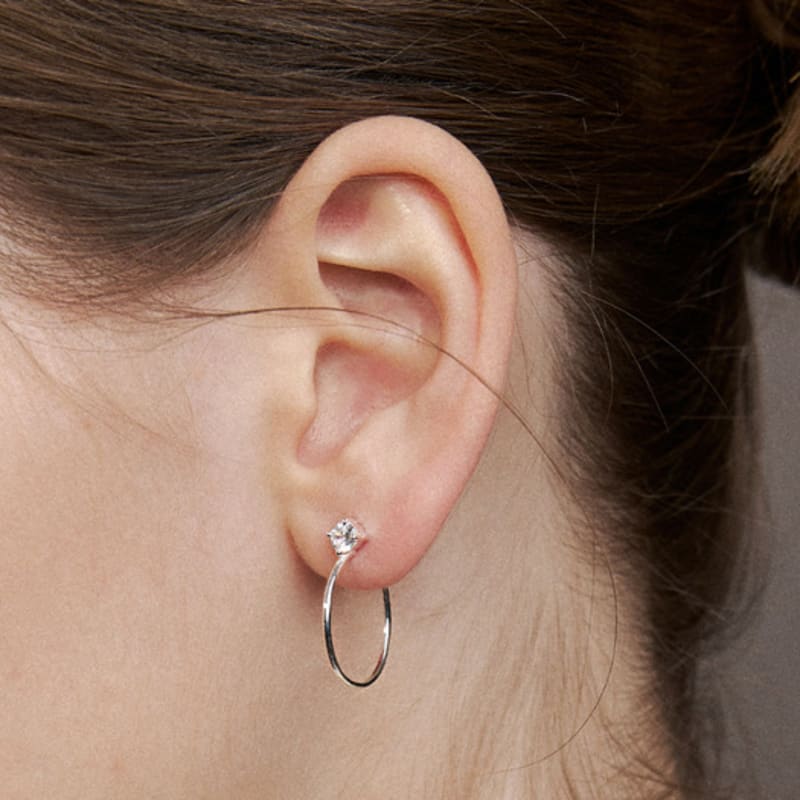 Hei [sv925]cubic Thin Hoop Earring