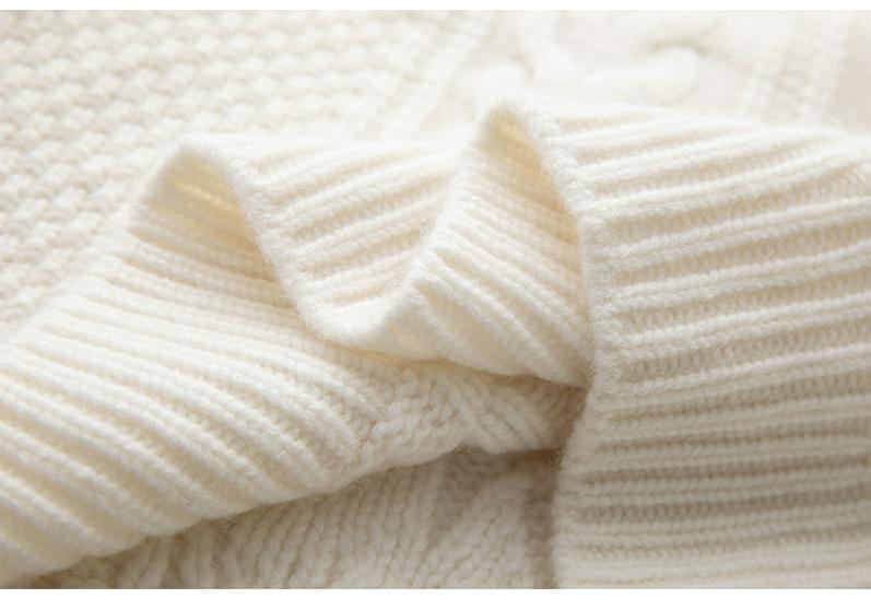Women's Thick Cable Knit Cashmere Sweater - High Neck, Loose Fit, Soft Jacquard Inner Layer