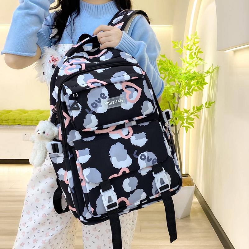 Women's Love Backpack Set Student Large Capacity School Bag Women's Four-Piece Backpack with Pen Bag