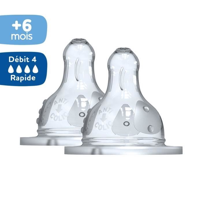 Dodie Baby Bottle Initiation+ Anti-Colic 3 Speeds Round Teat Wide Neck Flow 4 - 6 Months and Over. Set of 2 Teats.