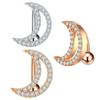 Reversed Bar Star Moon Four-leaf Clover Navel Piercing Nombril for Women Girl Crystal Belly Button Ring Inverted Barbell Jewelry