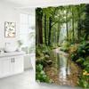 Waterproof Shower Curtain Featuring a Tranquil Forest Stream Scene for a Relaxing and Nature Inspired Bathroom Decor