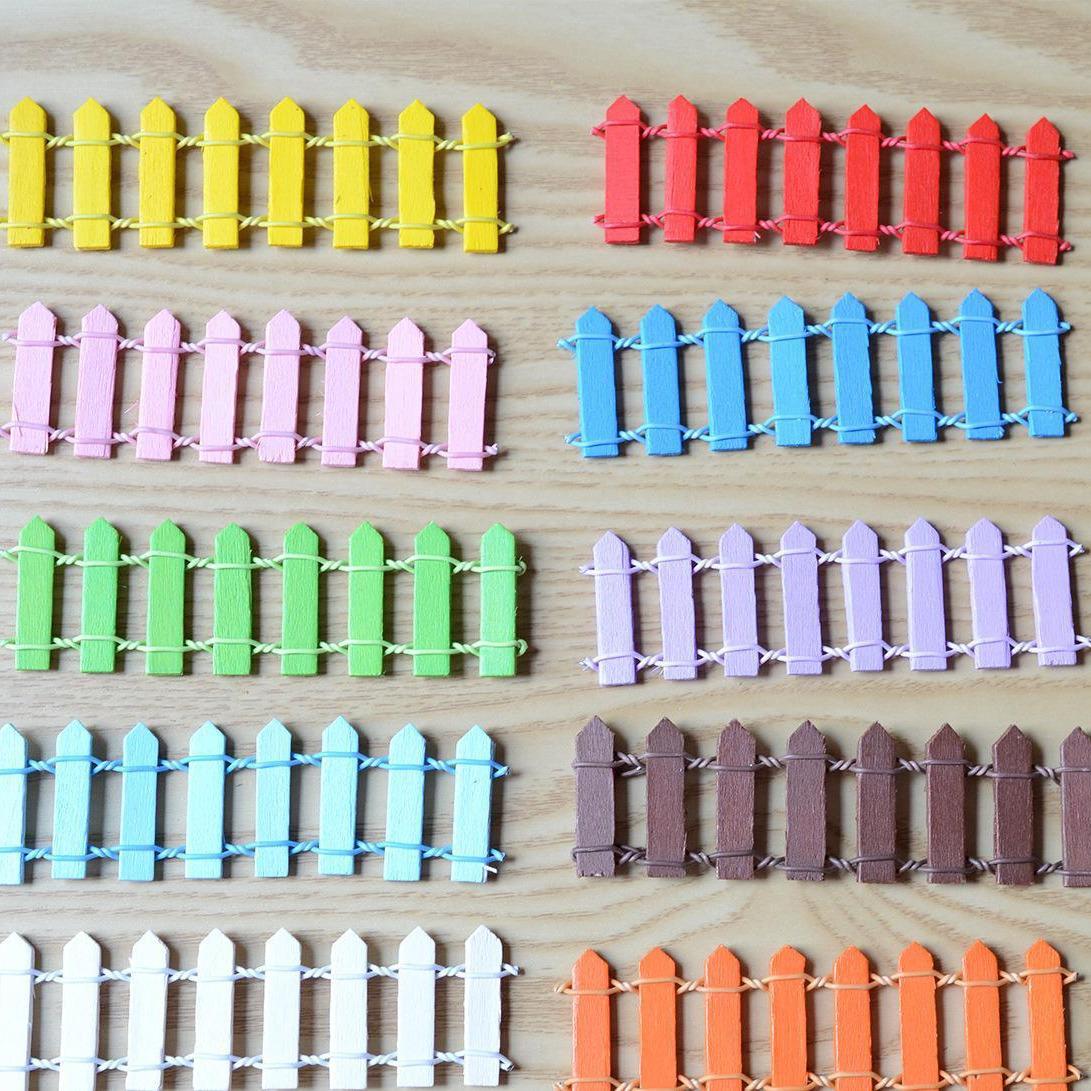 

Moss Micro Landscape Mini Wooden Picket Fence for Succulent Decoration Light Blue