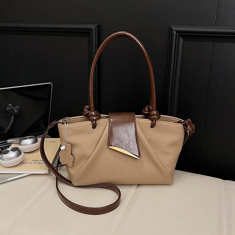 Stylish Korean Chic PU Tote Bag Women Soft Medium Size Crossbody Shoulder With Zip Interior Pockets