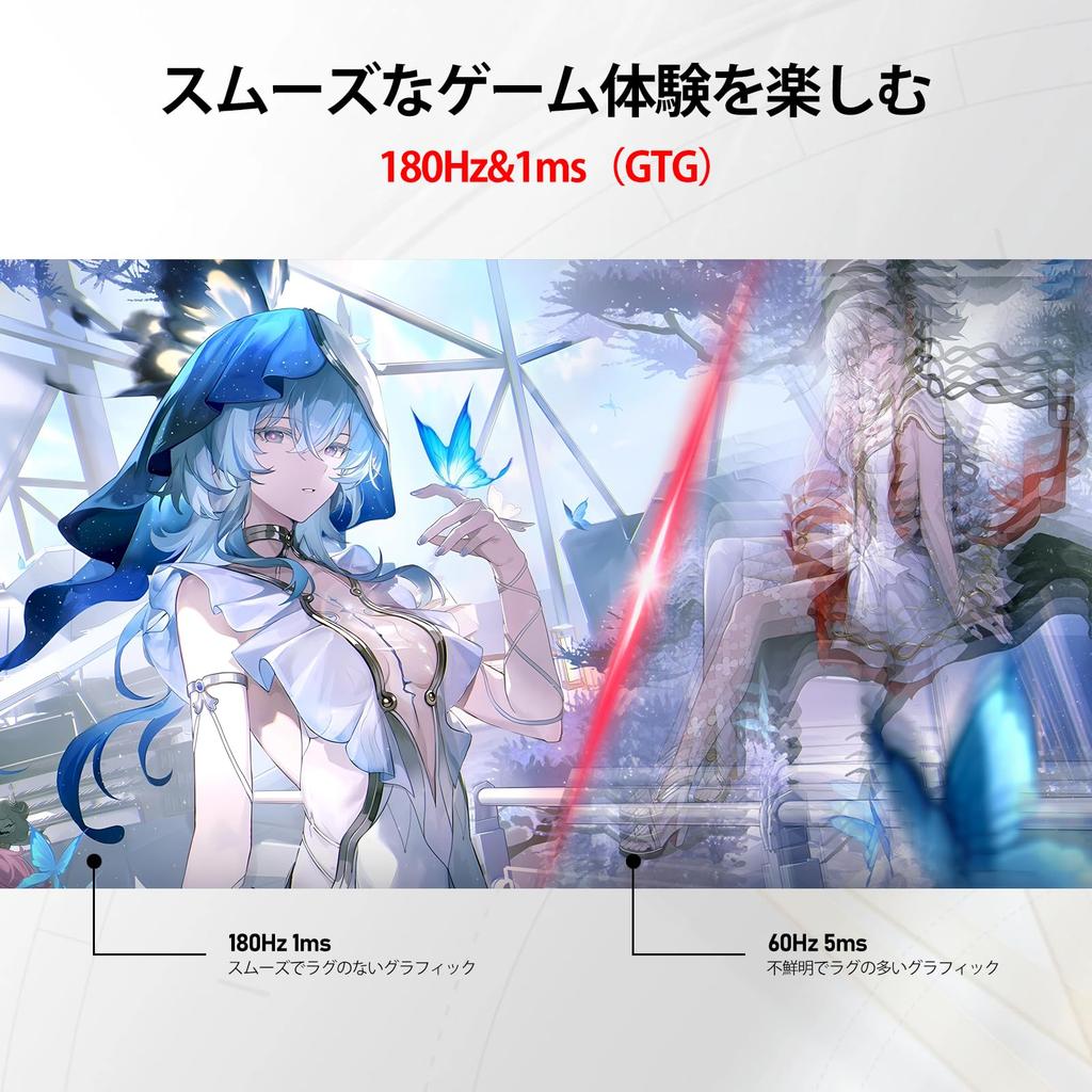 AESNO 24-inch Gaming Monitor, FHD 180Hz, IPS Panel, 98% sRGB Wide Color Gamut, 1ms (GtG), FreeSync, VESA, 3-Year Warranty (Built-in Speaker)