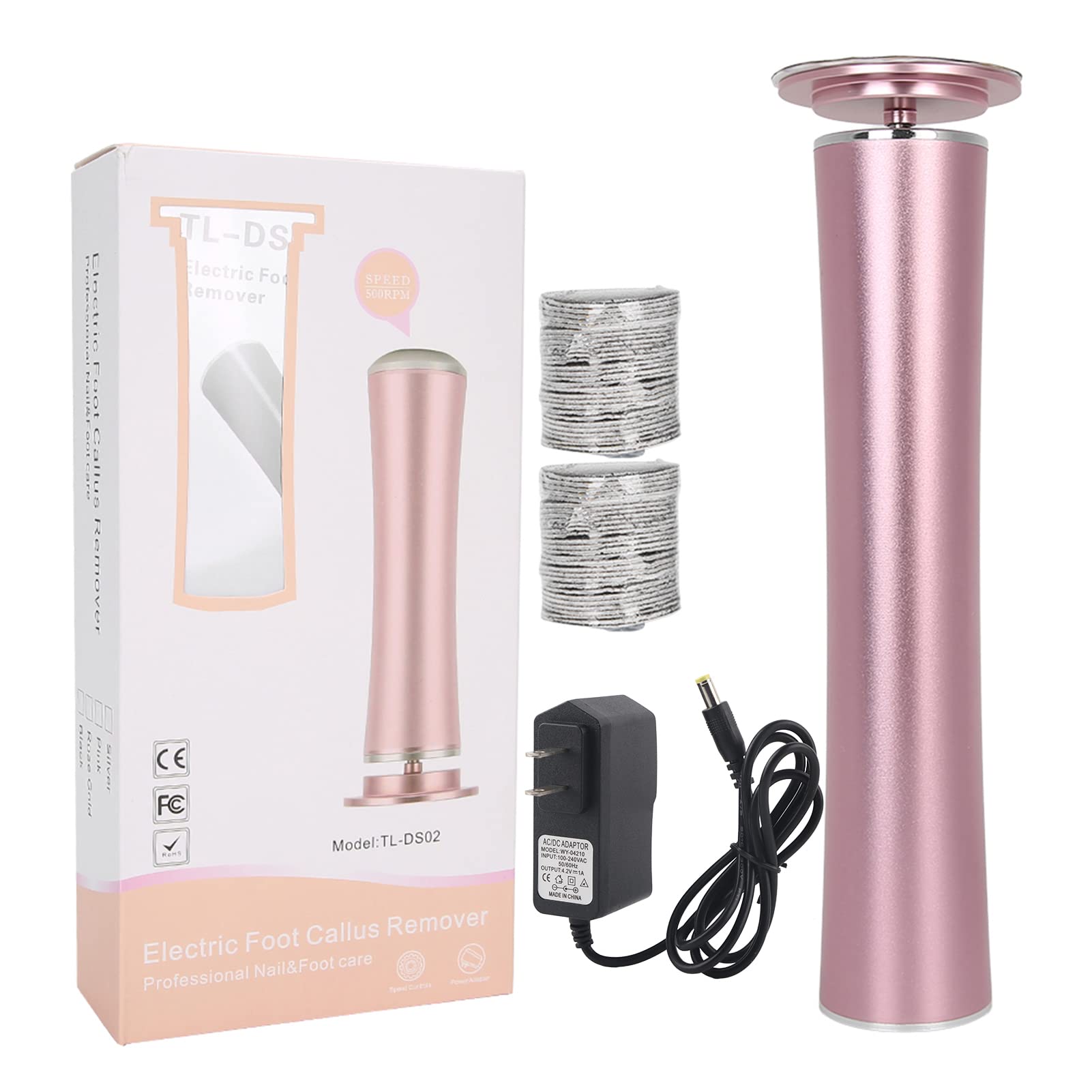 

Waterproof Electric Foot File Pedicure Brush with 60 Abrasive Discs for Removes Dead and Dry Skin Skin, Cracked, розовый