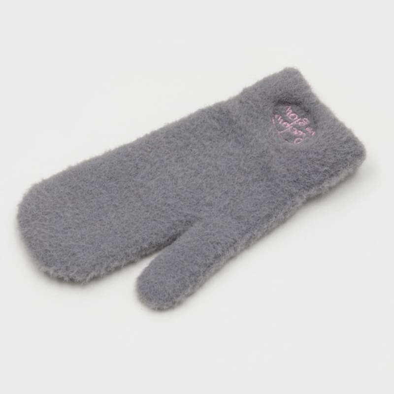 RECLOW FLUFFY LOGO MITTEN GLOVE CHARCOAL
