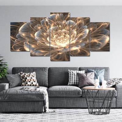 5 Pieces Wall Art Canvas Painting Golden Rays Flower Poster Modern Living Room Wall Painting Home Decoration Picture Framework