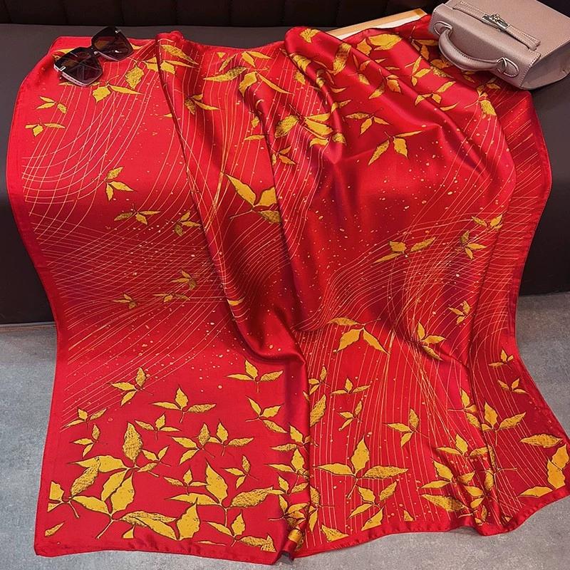 

110cm Large Shawl Square Scarf for Women Seaside Vacation Hijab Bandana Muslim Headband Wrap Beach Stoles Foulard Echarpe 110x110cm