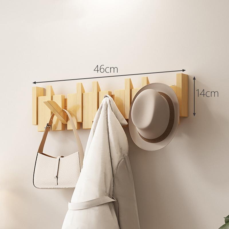Pianonyckelformad Klädhängare Väggmonterad Bambu Trä Klädkrok Entrédörr Kläder Hatt Hängare Rack Heminredning Möbler