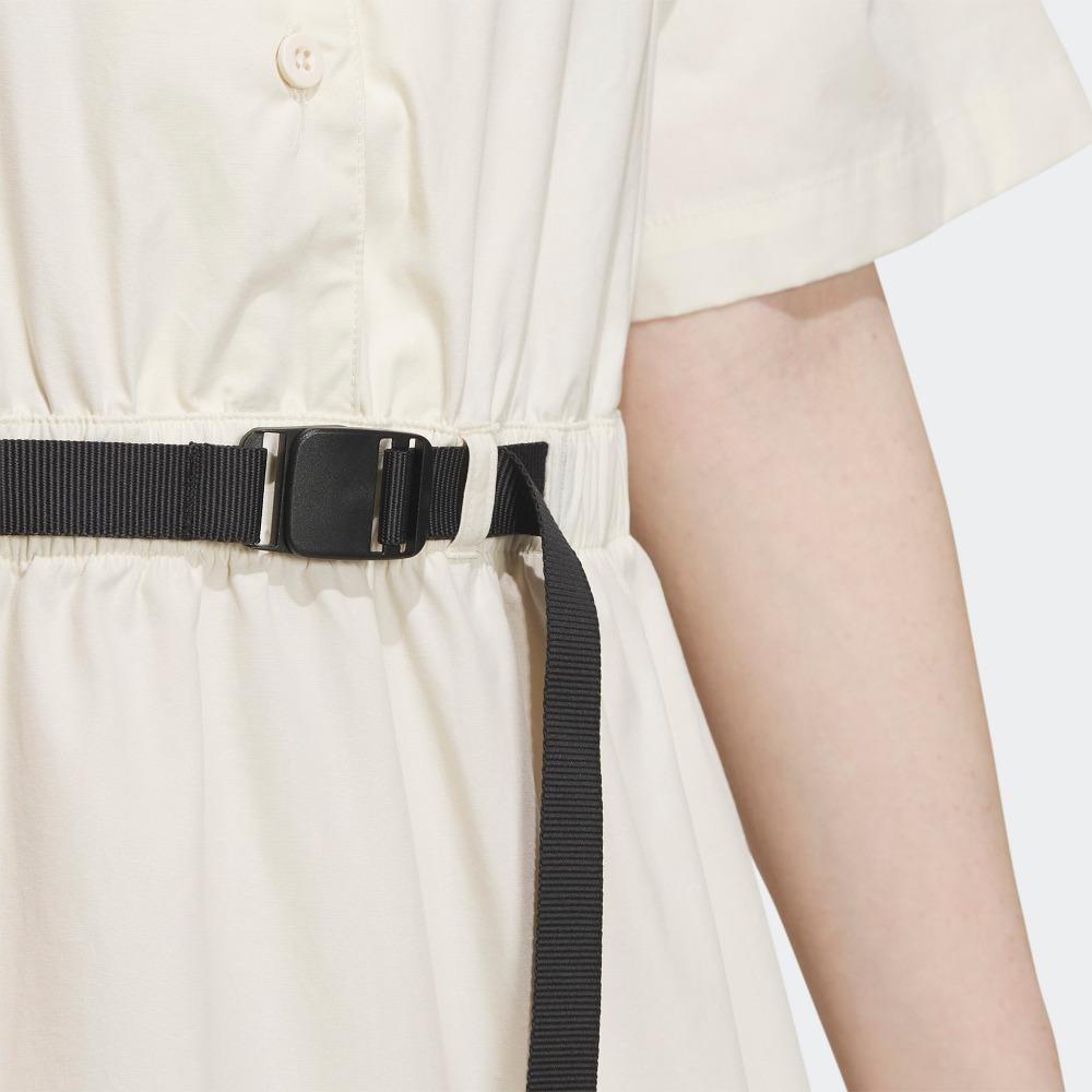 Adidas Originální Logo Kolaborace X Nagaba Ležérní Šaty Polo Sport s Pasem, Prodyšné, s Krátkým Rukávem Dámské Šaty Bílá IS0625