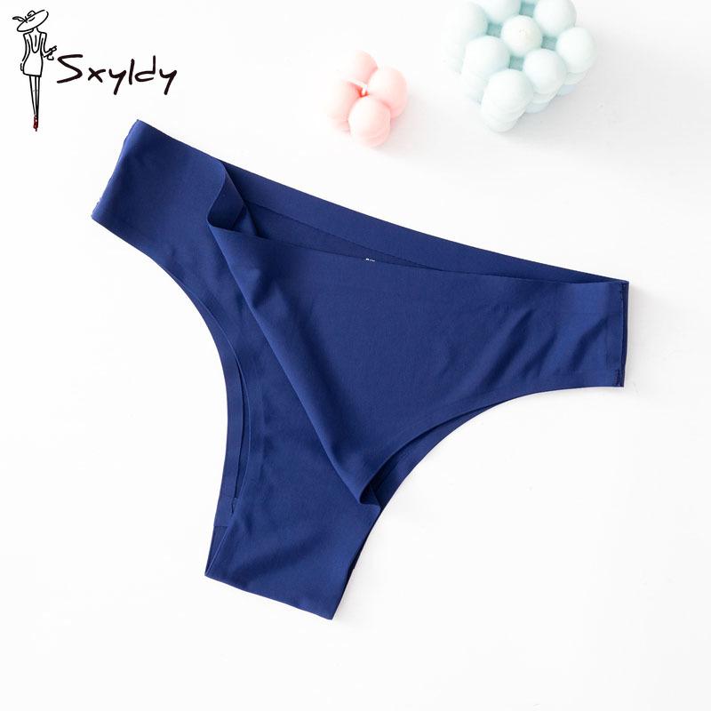 3PCS/SET Sexy Seamless Ice Silk Breathable Panties Low Waist Thong Women's Bikini Briefs Lingere Underwear