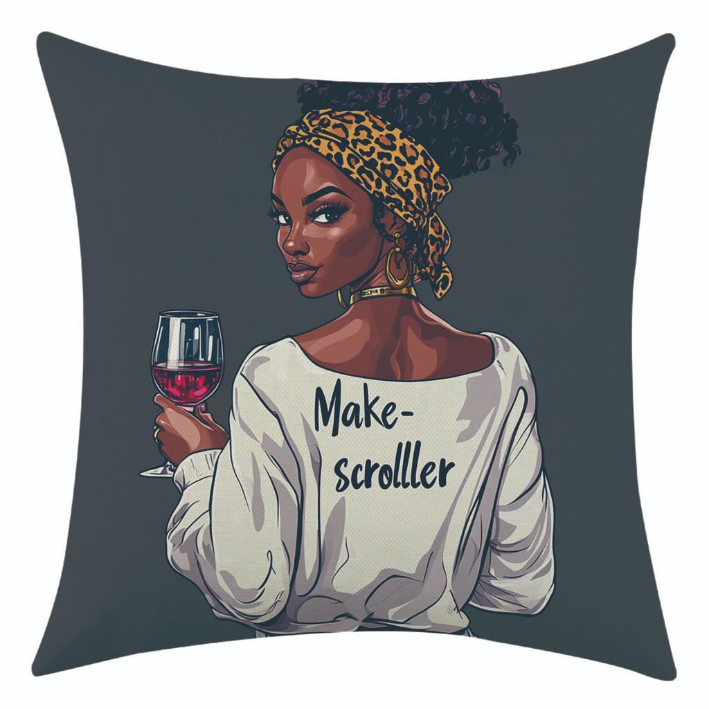 New African Women's Linen Pillowcase for Holiday Decoration, Car Sofa Lumbar Pillow Cushion