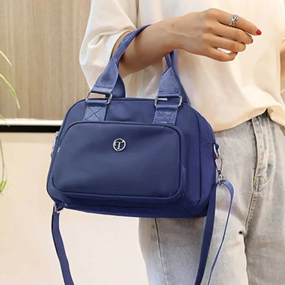 Shoulder Bag Solid Color Female Hand Bag Large Capacity Fashion Casual Nylon Adjustable Strap Simple for Weekend Vacation
