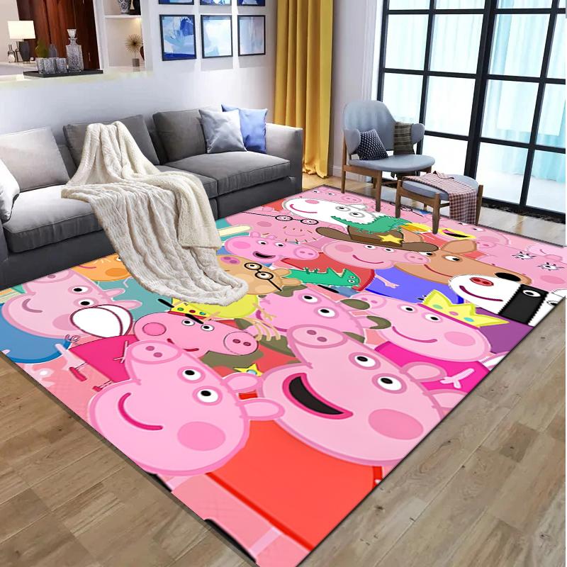 Peppa Pig Pattern Rug, Indoor/Outdoor Mat, for Picnic, Gameroom, Bedroom, Office, Living Room, Home Decor Carpet, Birthday Gift