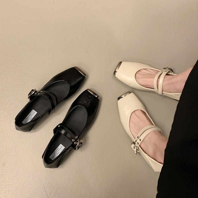 2025 New Square head Fashion Women Mary Jane Shoes Spring Autumn Elegant Party Daily Footwear Women Minimalist Flats Shoes