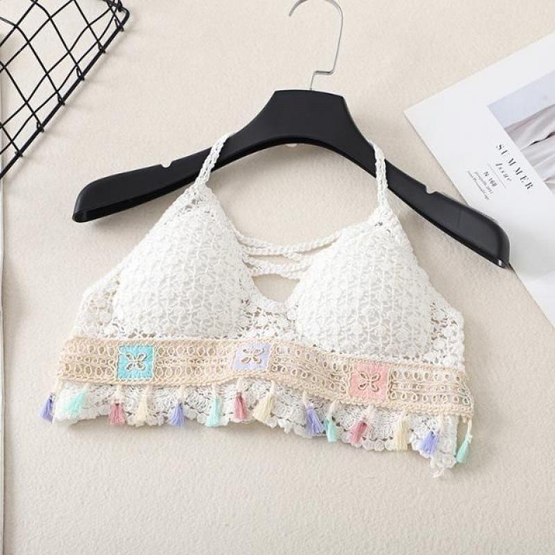 Bohemian Hollow Knit Halter Neck Camisole - Sexy Beach Resort Women's Tank Top