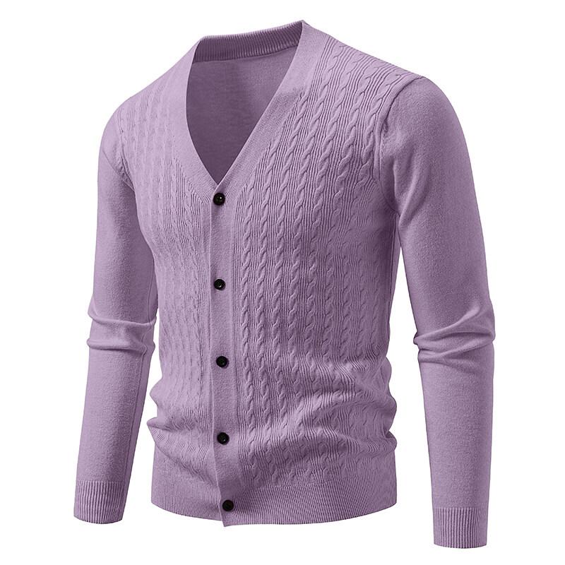 Men's Knitted Cardigan Casual V-Neck Sweater Outerwear Fashion Solid Color Knit Sweater Cardigans