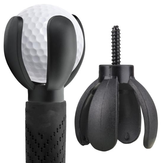 Mini Petal Golf Ball Retriever, 4-Prong Golf Ball Grabber Picker, Putter Grip Golf Ball Sucker Pickup Tool with Screw, Golf Accessories