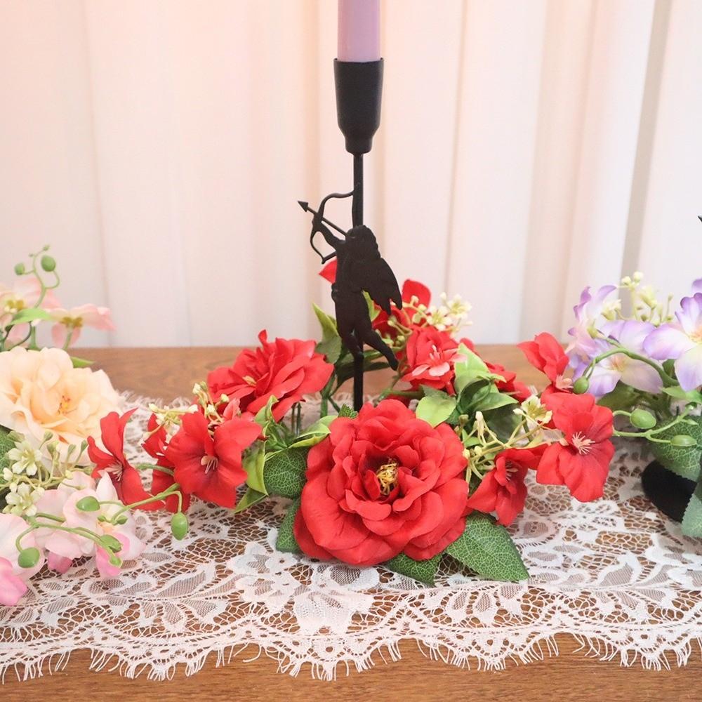 Mini Candlestick Wreath Simulated Candle Ring New Rhododendron Wreath  Home Table Decoration