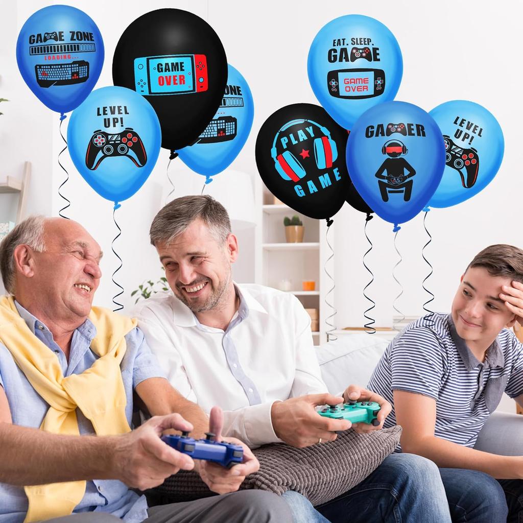 Video Game Balloons - Gamer Birthday Party Kit with Controller & Garland Arch for Kids, Boys & Girls - Latex Balloons - Game Themed Party Supplies