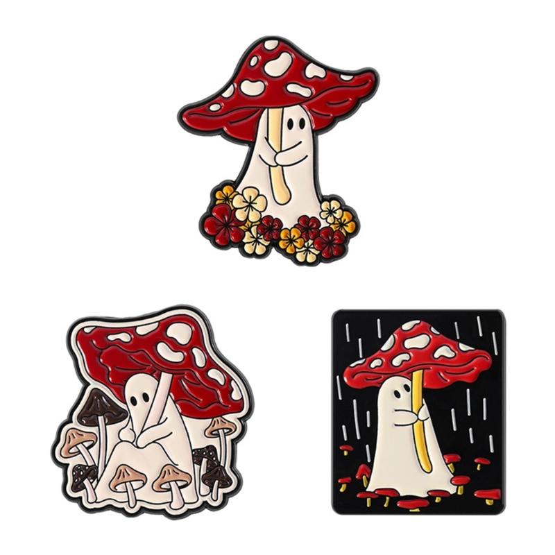 Playful Alloy Creative Mushroom Brooch Cartoon Design Hobgoblin Tale Theme for Fashion Accessory and Unique Expression