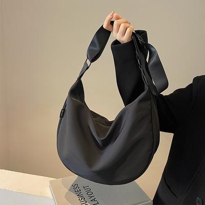 Yeni Naylon Kumaş Büyük Kapasiteli Mantı Çantası Moda Trend Çapraz Çanta Kadın Düz Renk Çok Yönlü Rahat Omuz Çantası