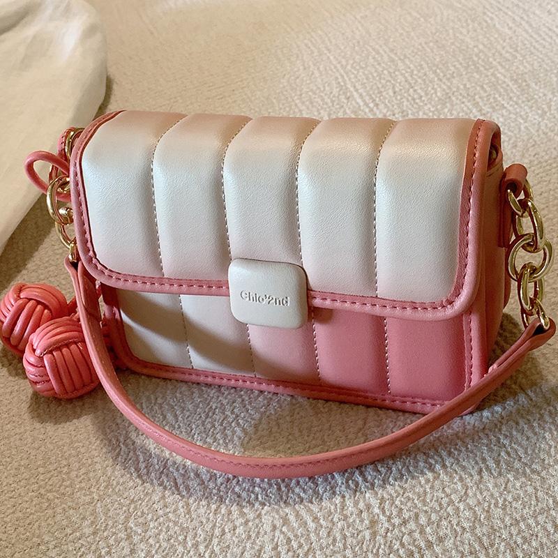 Sommer Koreanische Farbverlauf Mini Quadratische Tasche Niedlich Rosa Lässig Schulter Umhängetasche Mädchen Einfache Allround Handtasche Achseltasche