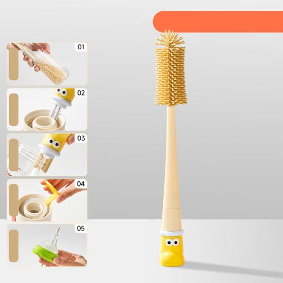 5-In-1 Multi-functional Cup Cleaning Brush Cartoon Boot Long Handle Silicone Brush Baby Bottle Cup