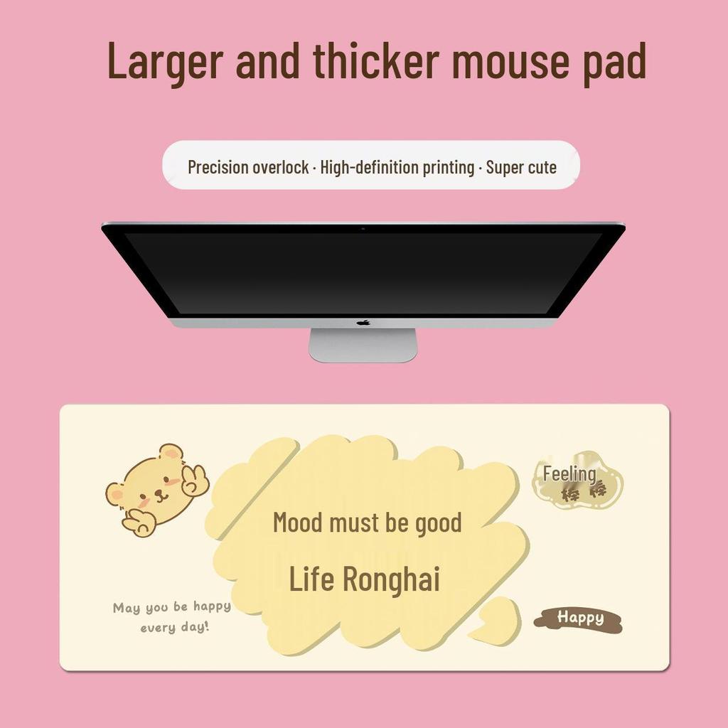 Extra Large Doodle Text Mouse Pad with Lock Edge - Thick, Durable Keyboard Desk Mat
