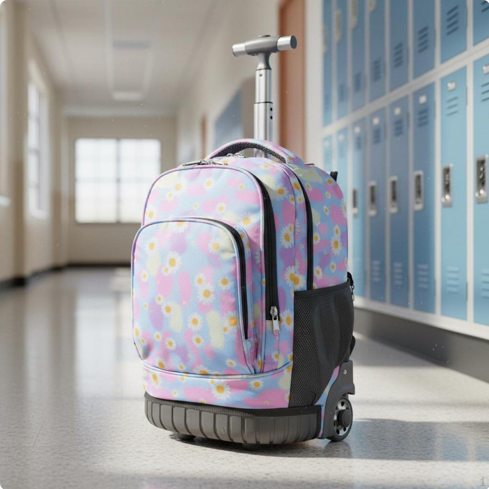 Wheeled School Backpack 2in1 Design Student Trolley Large Capacity Convertible Rolling
