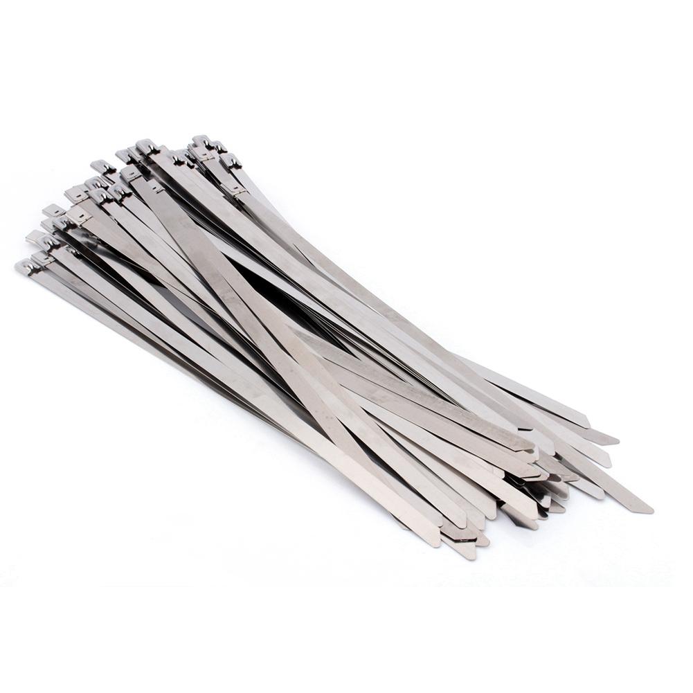 

50pcs 12 Stainless Steel Exhaust Wrap Coated Self Locking Cable Zip Ties