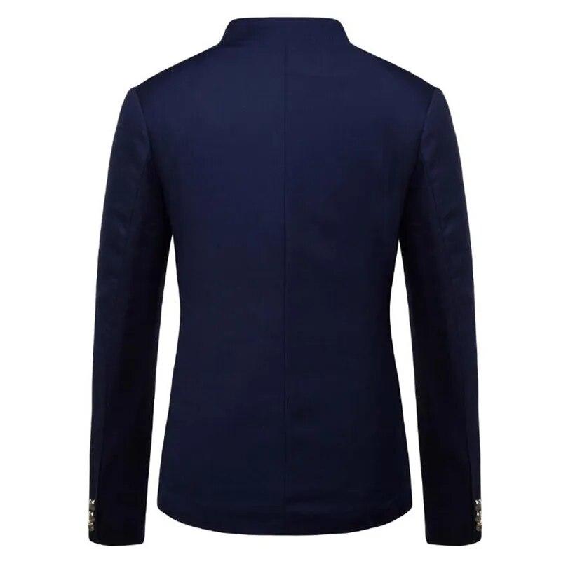 Pánské blejzr kabát s jarním knoflíkem Dekorativní čínský styl Slim Fit stojatý límec jednobarevná bunda