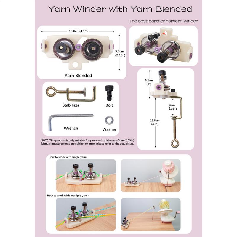 Double Ended Twist Winder Handheld Sewing Machine with A Desk Clamp Versatile Loom Tensioner Machine Knitting Tool Equipment