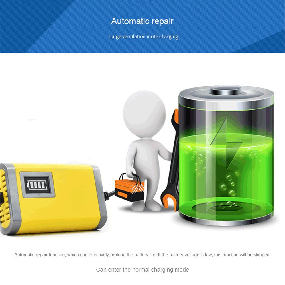 Vollautomatisches Autobatterieladegerät, digitales LCD-Display, 220 V, schnelles Laden, 3 Stufen, Blei-Säure-AGM-GEL-Batterieladegeräte