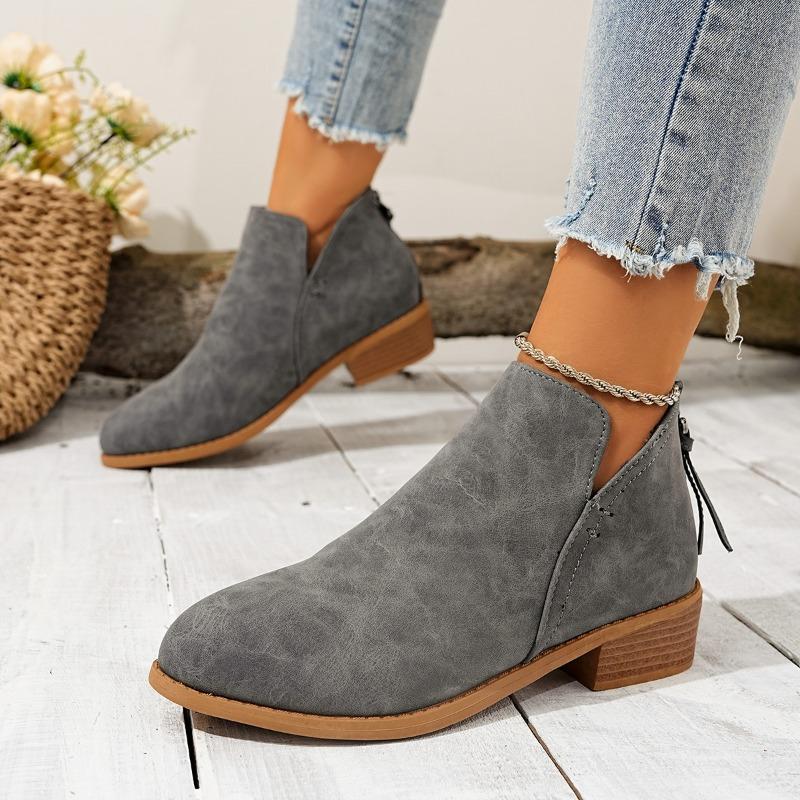 Plus-size Shoes, Thick-heeled Ankle Boots, Women's Pointed-toe Thick-heeled Ankle Boots, Women's Boots