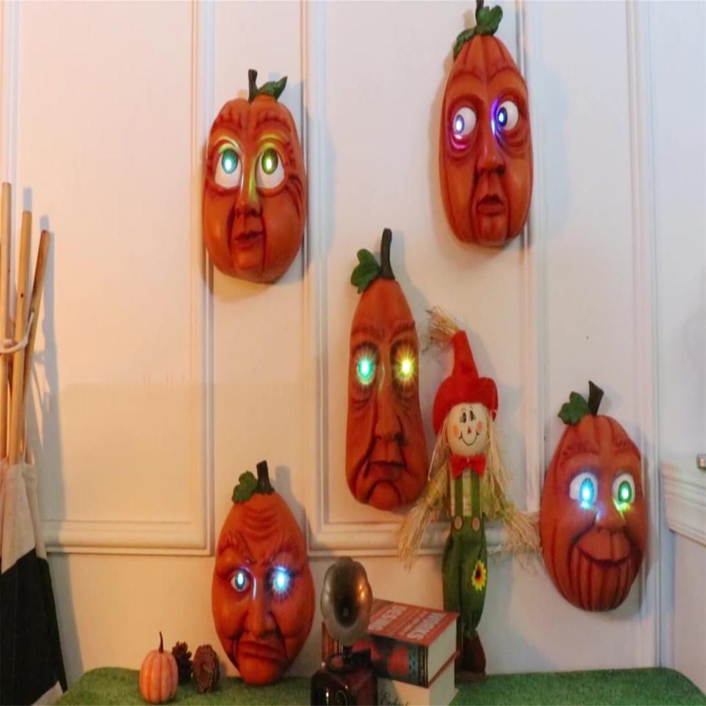 Halloween Jack-o'-lantern Decorations New Resin Luminous Wall Elves Beautiful Scene Decoration Props(bring Two AA Batteries)