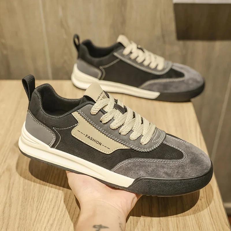 High Quality Men Outdoor Antiskid Sneakers 2025 New Casual Leather Running Board Shoes New Fashion Skateboarding Vulcanized Shoe