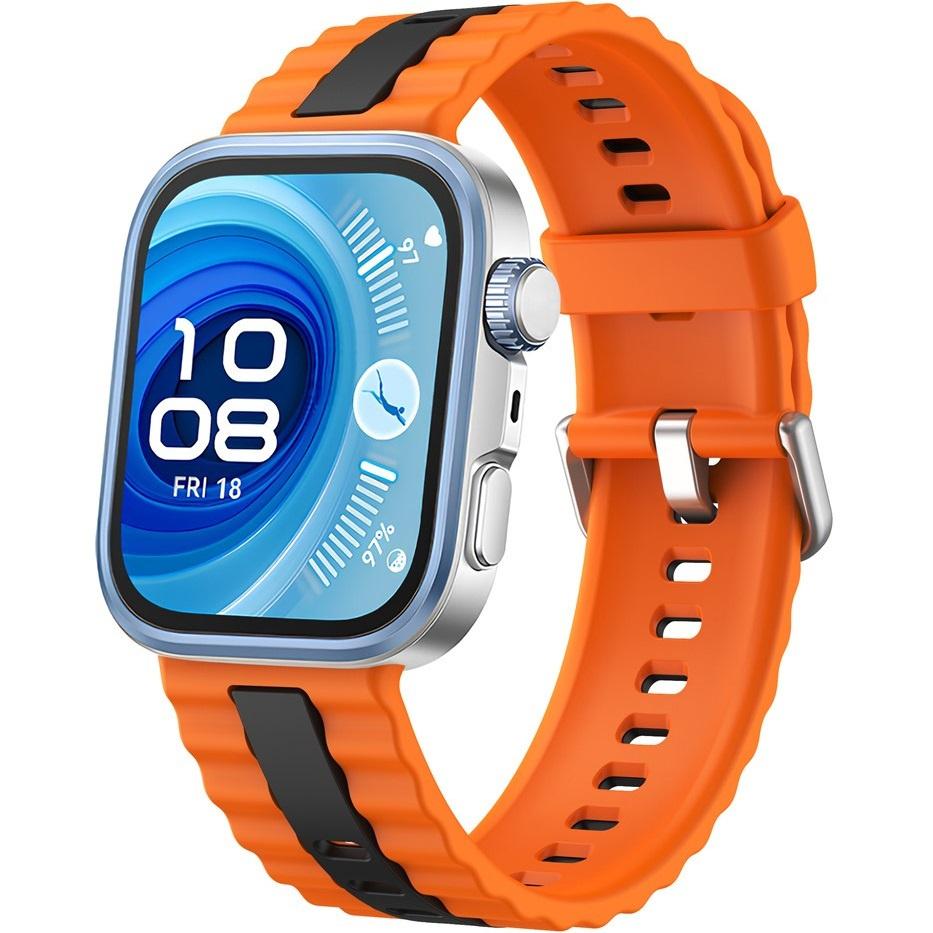 Silicone Strap for Huawei Watch Fit 4 / 4 Pro / 3, Orange / Black