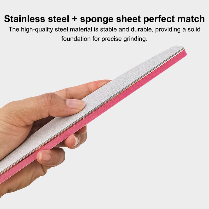 Half Moon Stainless Steel Nail File Base with Disposable Pad Function for Hygienic Professional Quality Home Manicures