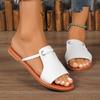 Large Size Summer New, Solid Color, Woven Simple Daily Retro Style Open-toed Beach Cool Slippers Sandals