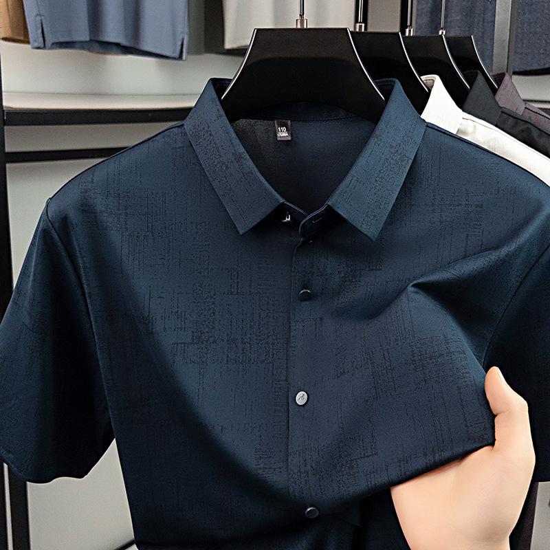 Summer Ice Short Sleeve Shirt Men s Lapel Collar Versatile Top Business M