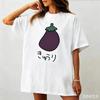 Unisex Cute Japanese Eggplant Tshirt Minimalist Kawaii Vegetable Graphic Tee Funny Food Cotton Top Unisex Short Sleeve
