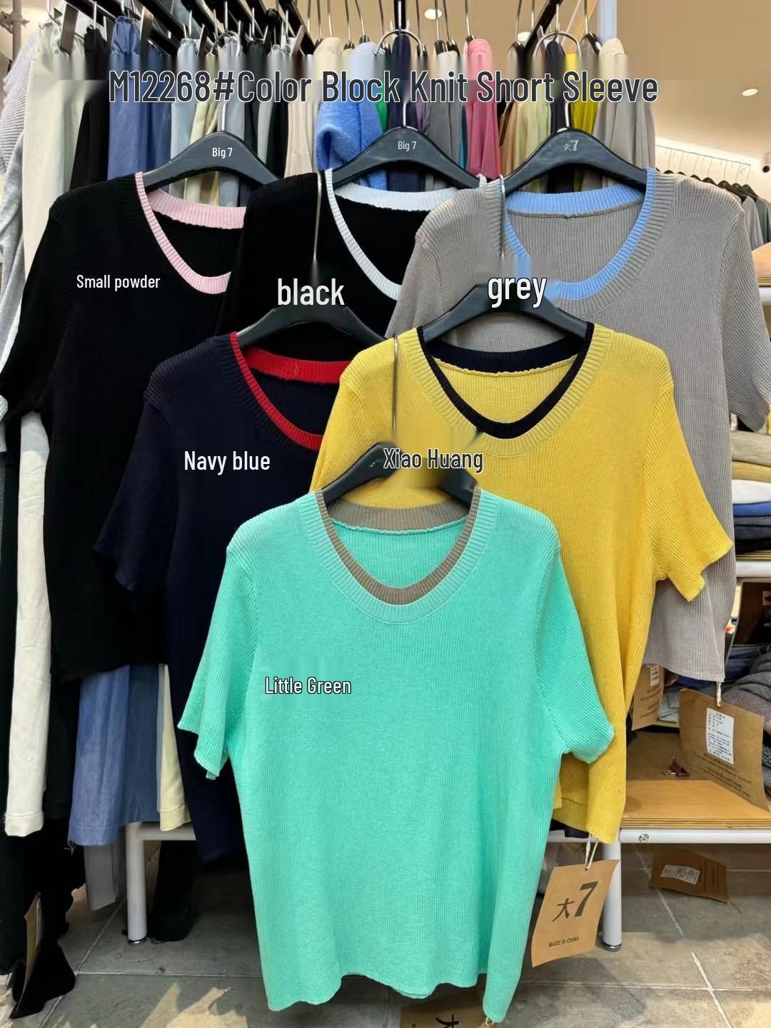 

Women s Plus Size Color Block V-Neck Knit Sweater T-Shirt - Spring/Summer Korean Style Gray