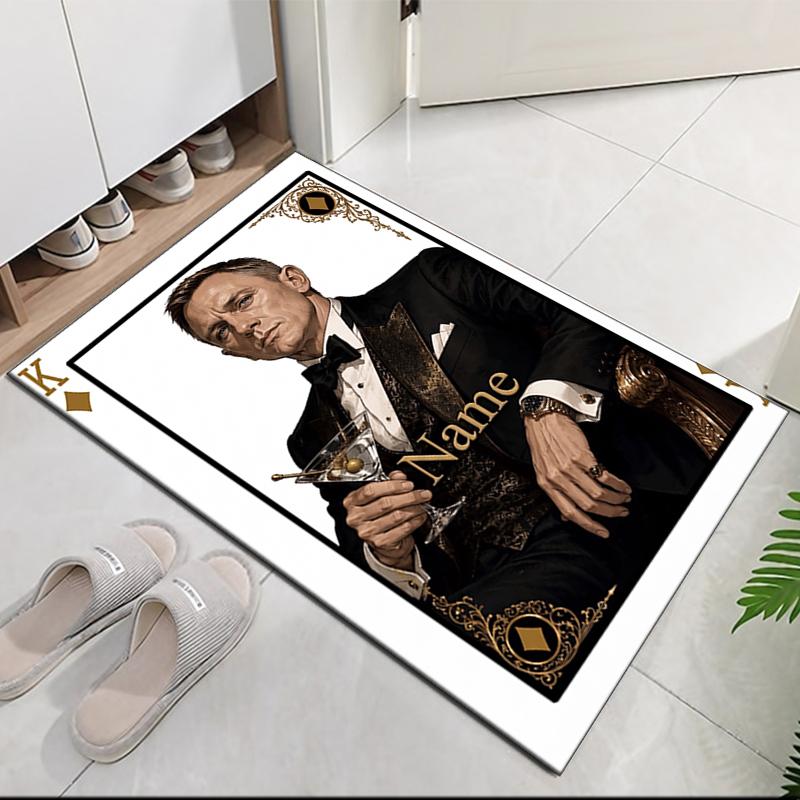 Custom Name 007 James Bond Printed Carpet Rug For Office Chair Living Room Bedroom Kitchen Room Decor Gifts