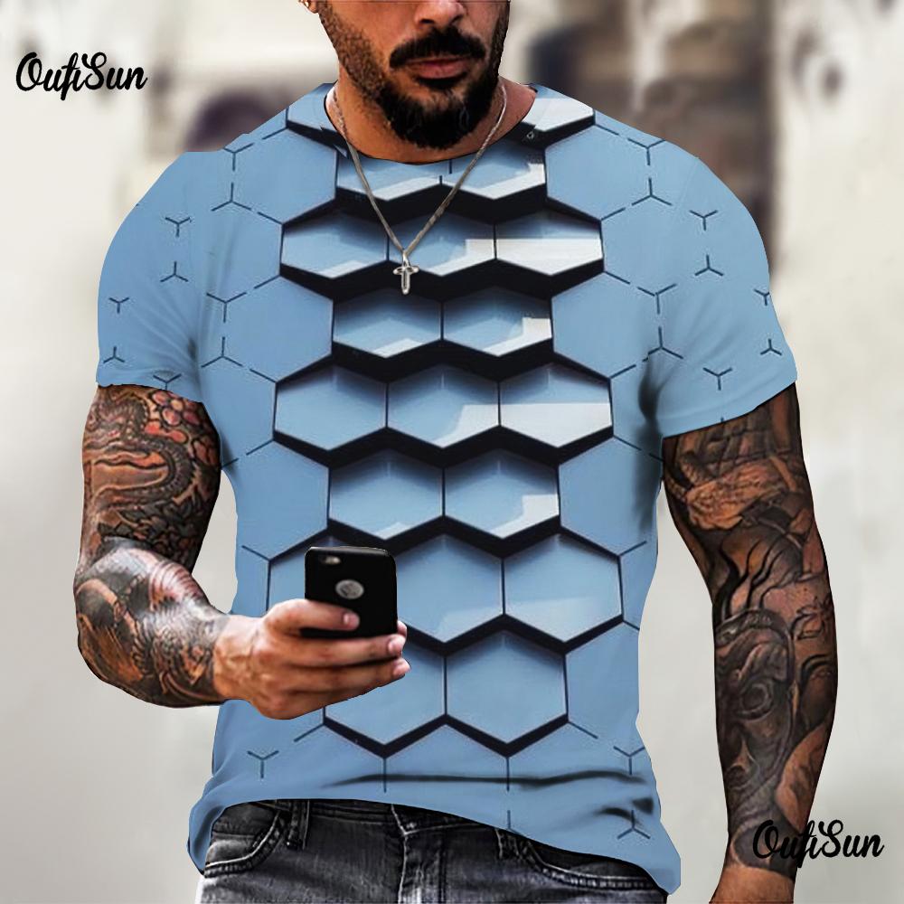 3D tričko pro muže Móda Hip Hop Topy do O Krátký rukáv Abstraktní Harajuku Pánská trička Nadměrná trička Košile Muž Oblečení