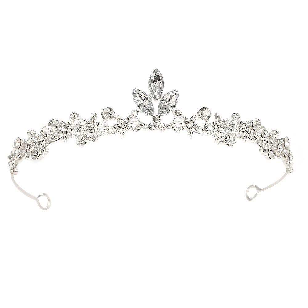 Simple Baroque Crystal Crown Tiara Elegant Design Crystal Rhinestone Princess Crown Sweet Style Bridal Crown Photography Props